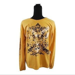 MOTOGEAR Freedom and Love Yellow Long Sleeve Shirt Size XL